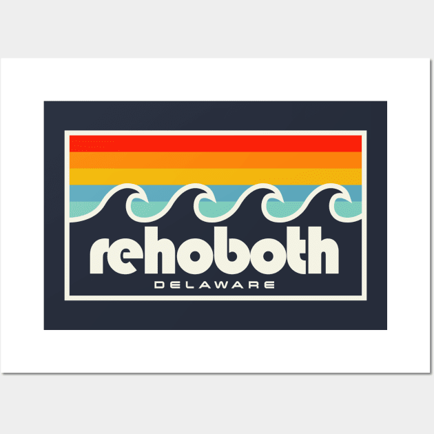 Rehoboth Beach Delaware Vacation Retro Waves Wall Art by PodDesignShop